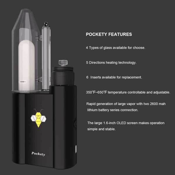 JCVAP Pockety Vaporizer Electric Dab Rig with Two Big 2600mAh Battery - Image 6