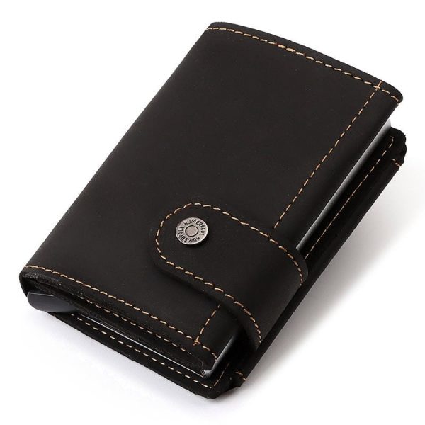 JCVAP Men's RFID-Blocking Crazy Horse Leather Pop-up Wallet - Image 2