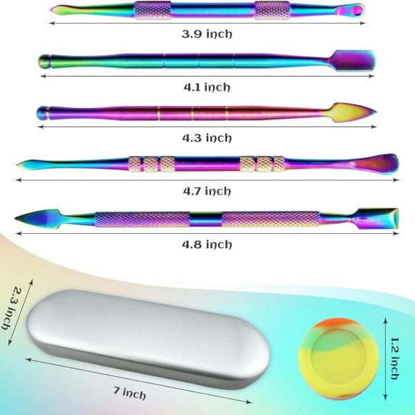 6 Pcs Wax Dabber Tool Set with 5 ml Silicone Container and Portable Metal Case Rainbow Color - Image 5