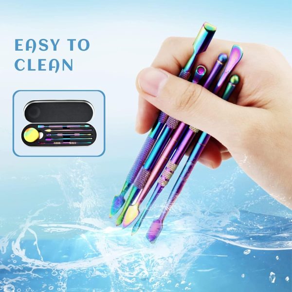 6 Pcs Wax Dabber Tool Set with 5 ml Silicone Container and Portable Metal Case Rainbow Color - Image 3