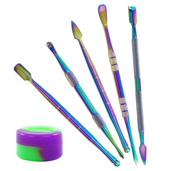 6 Pcs Wax Dabber Tool Set with 5 ml Silicone Container and Portable Metal Case Rainbow Color - Image 2